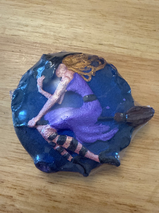 Witch on a broom bath bomb